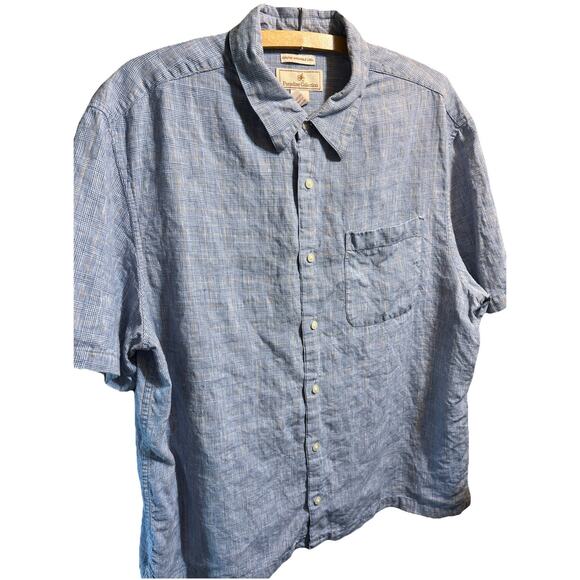 paradise collection men’s XL Linen Short Sleeve Button Up Shirt Blue Summer Cool - Picture 1 of 8